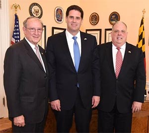 Secretary of State with Governor Larry Hogan and Israeli Ambassador Ron Dermer