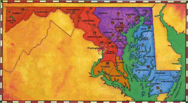 Map showing all the counties of Maryland