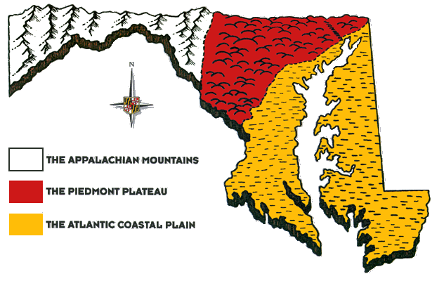 Map showing the regions of Maryland